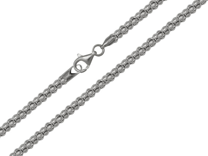 Ródiumos sterling ezüst üreges nyaklánc coreana 45 cm