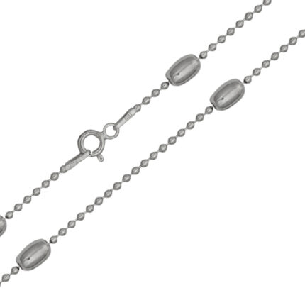Ródiumos ezüst üreges nyaklánc fantázia bogyós 45 cm