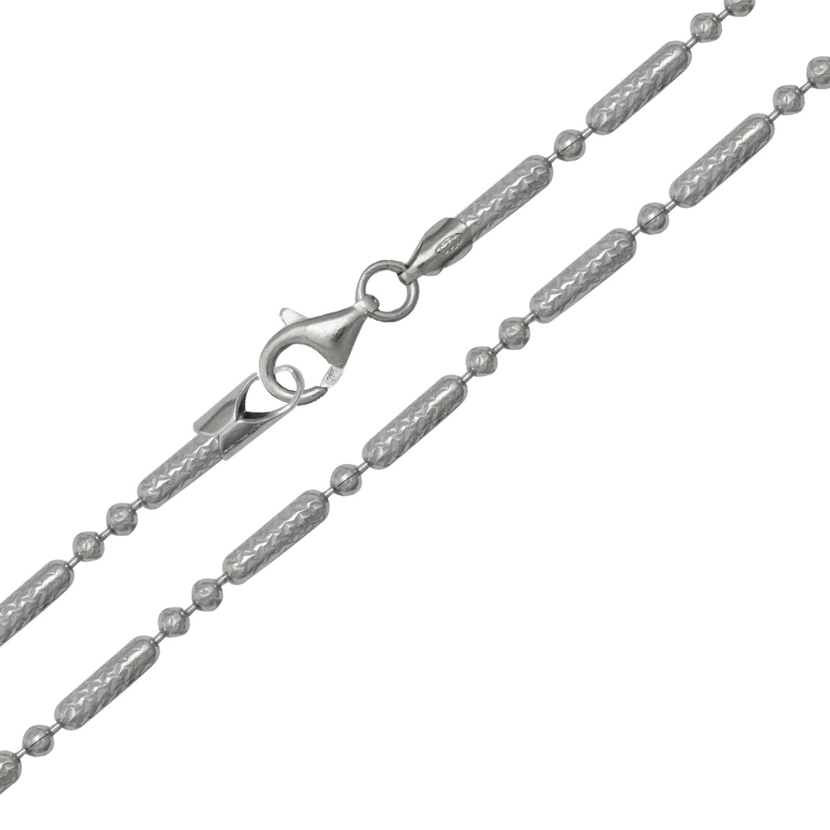 Ródiumos ezüst nyaklánc pálcika bogyó 45 cm