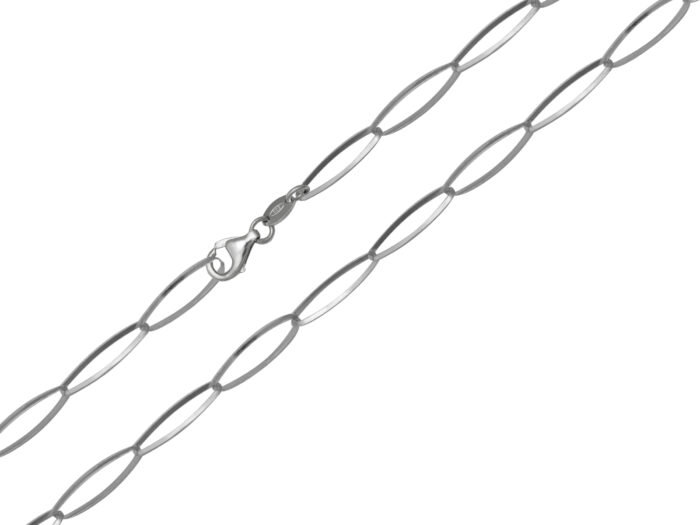 Ródiumos ezüst női lánc ovál 50 cm