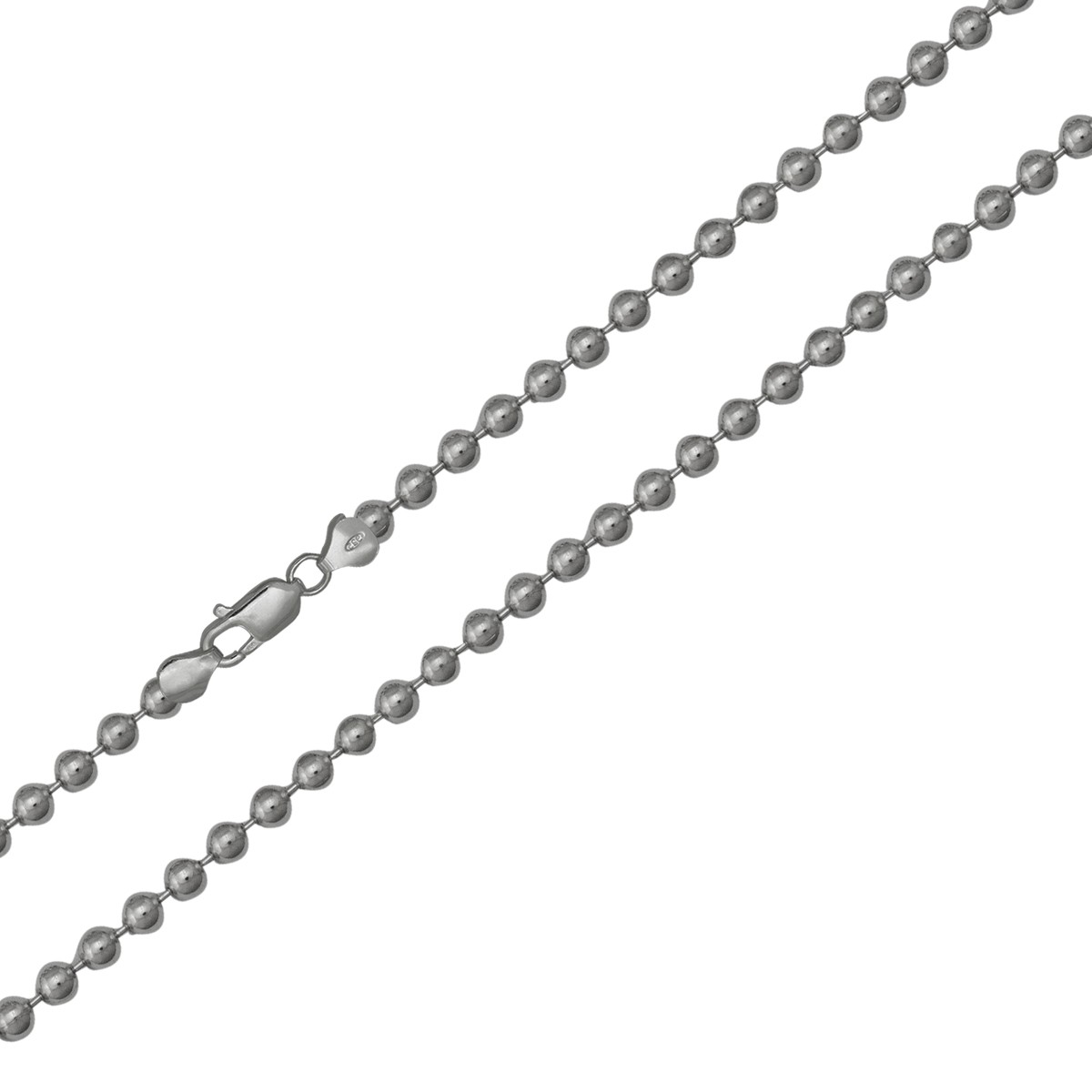 Üreges 925 ezüst nyaklánc ródiumos bogyós 45 cm