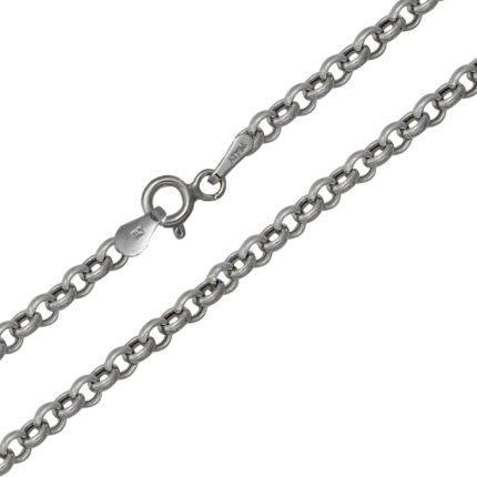 Ródiumos ezüst üreges lánc gyöngy anker 45 cm