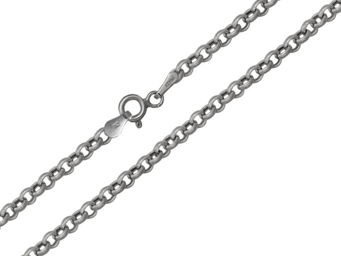 Ródiumos ezüst üreges lánc gyöngy anker 45 cm