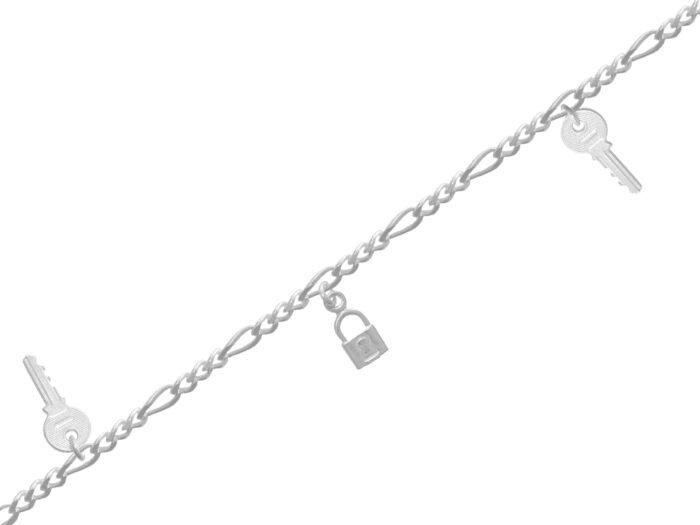 925‰ ezüst karkötő kulcs lakattal 19 cm