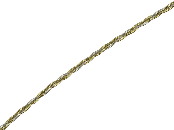 Aranyozott ezüst karkötő laplánc 3 soros 19,5 cm