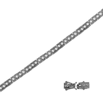 Cirkónia köves 925‰ ezüst karkötő kocka 18,5 cm