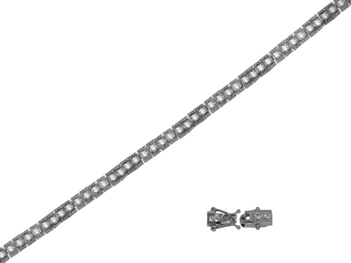 Cirkónia köves 925‰ ezüst karkötő kocka 18,5 cm