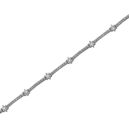 Ródiumos ezüst karlánc cirkónia kövekkel csillag 19 cm