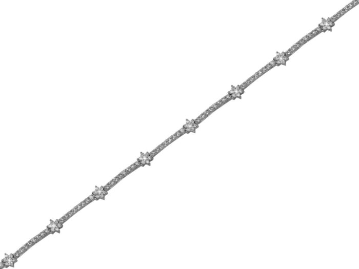 Ródiumos ezüst karlánc cirkónia kövekkel csillag 19 cm