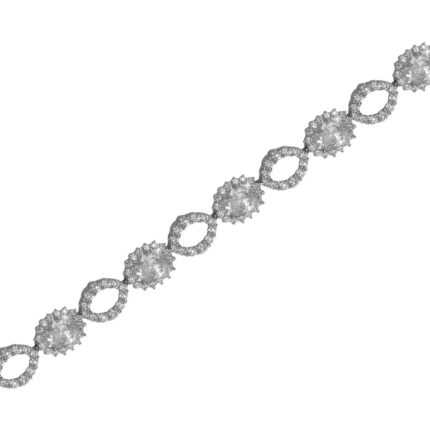 Ródiumos ezüst karlánc átlátszó cirkónia kövekkel 18 cm