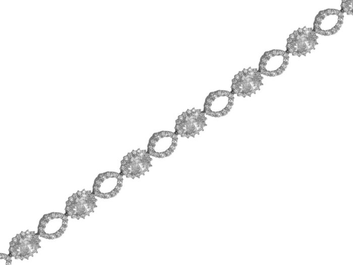 Ródiumos ezüst karlánc átlátszó cirkónia kövekkel 18 cm